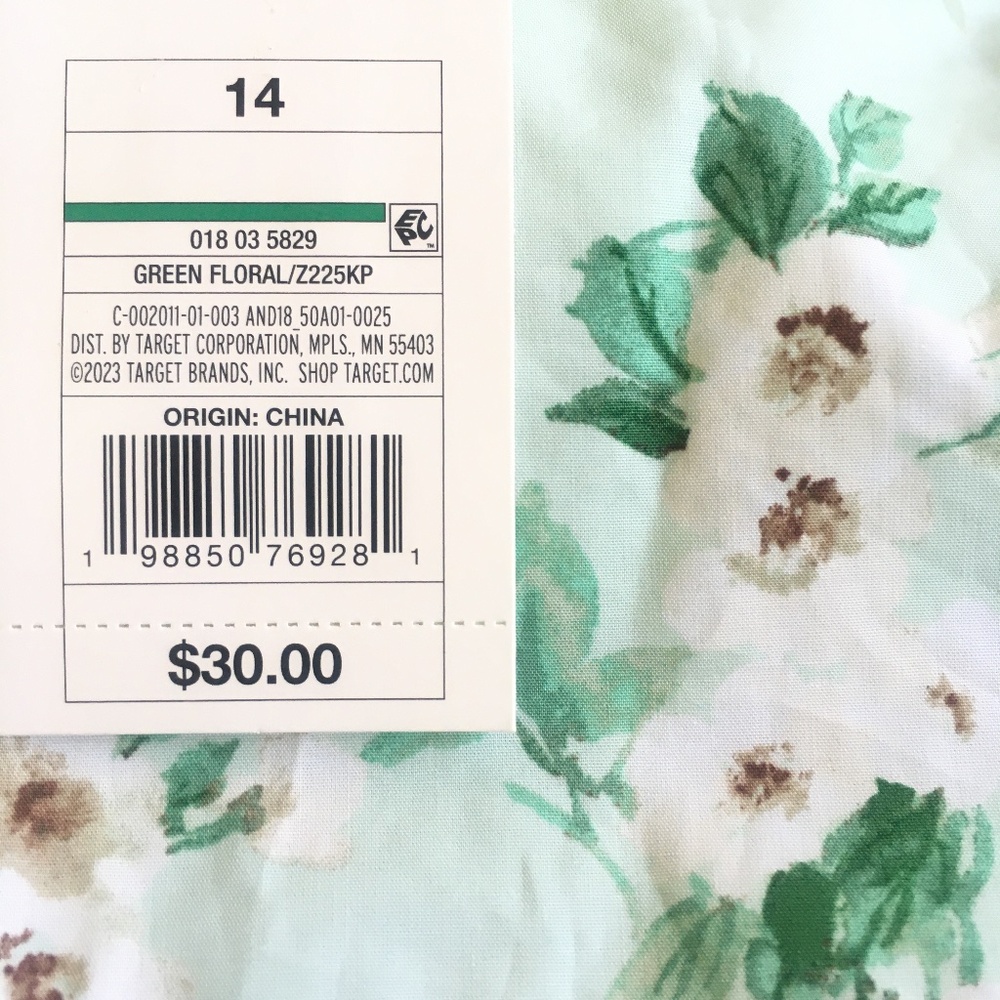 brand new Sz 14 "A New Day" Green Floral Corset-Style Cotton Mini Dress - Picture 4 of 5